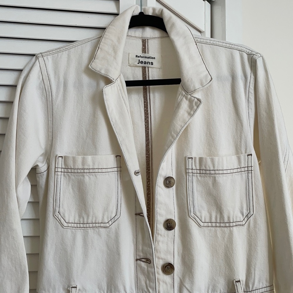 Reformation Contrast Stitch white romper 2 nwt